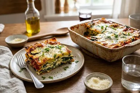 Лазанья с кабачками и шпинатом: облегчённый рецепт без мясного фарша