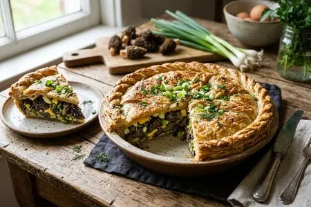Пирог со сморчками, яйцом и зелёным луком - лучший рецепт для майского завтрака