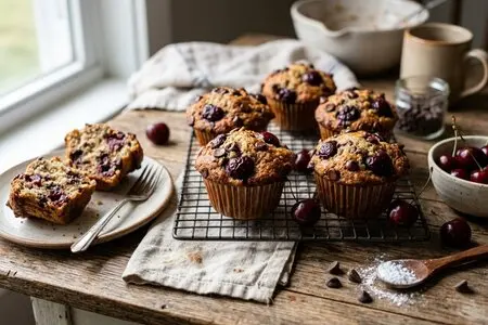 Маффины с вишней и шоколадной крошкой: рецепт весенней выпечки к чаю