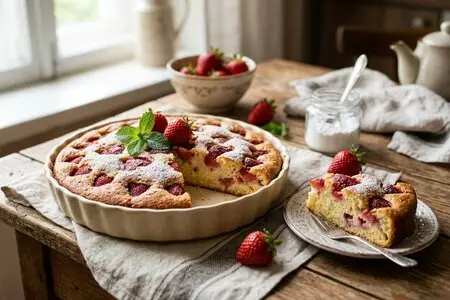 Творожная шарлотка с клубникой: белковый десерт для полезного перекуса