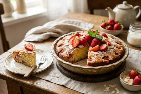 Кокосовая шарлотка с клубникой: тропический вариант классического пирога
