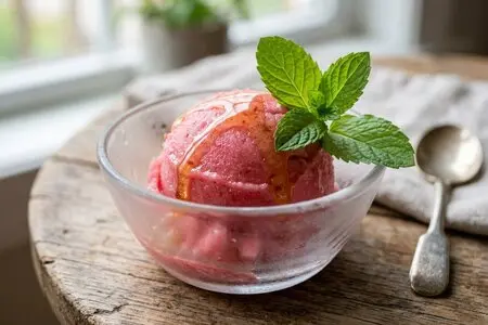 Сорбет из ревеня с мёдом и мятой: десерт без молочных продуктов для жаркого дня