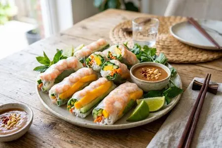 Роллы из рисовой бумаги с креветками и манго: лёгкая азиатская закуска без жарки