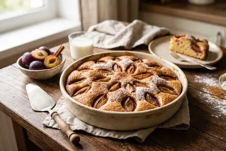 Шарлотка с молодыми сливами и корицей: средиземноморский рецепт