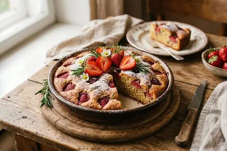 Шарлотка с клубникой и розмарином: пряно-ягодный рецепт весенней выпечки к чаю