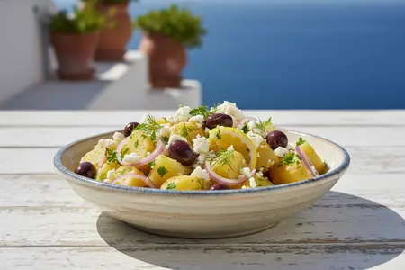 Картофельный салат по-гречески: простой, ароматный и всегда удачный