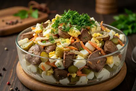 Салат с печенью: сытно, вкусно и без «жёсткой» печени