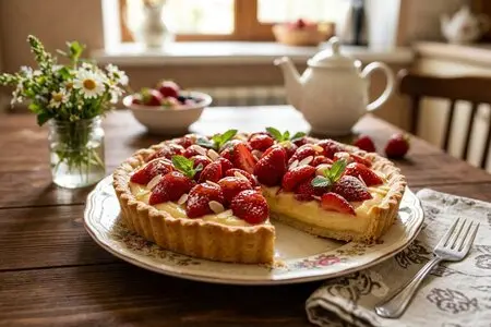 Классический пирог с клубникой и заварным кремом - рецепт как в кондитерской