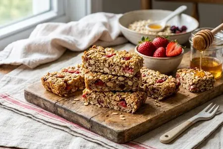 Овсяные батончики с клубникой и медом - полезный перекус