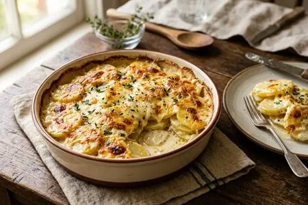 Гратен из молодого картофеля с сыром - французский гарнир к мясу