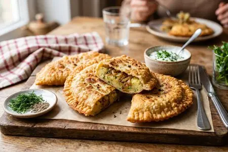 Чебуреки с картофелем и жареным луком - вкусное постное угощение