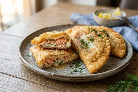Чебуреки с горбушей и сливочным сыром - нежная начинка как в ресторане