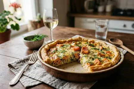 4 французских рецепта киша для бранча: с луком, козьим сыром, шпинатом и лососем