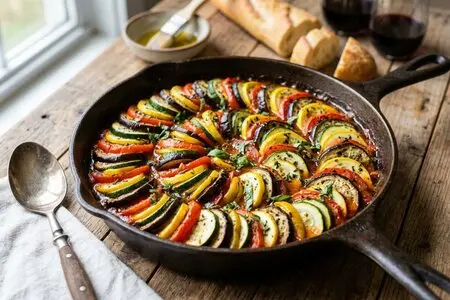 Рататуй по-домашнему: овощное рагу из кабачков, баклажанов и перца, которое тушится само