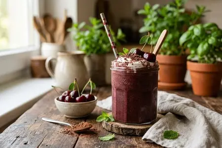 Вишневый смузи с какао и миндальным молоком: вкус шоколадного десерта, но всего 120 ккал на порцию