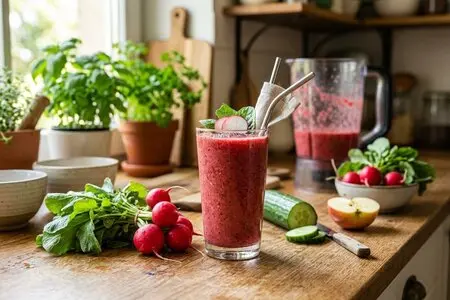 Детокс-смузи с редисом, огурцом и зеленым яблоком: как убрать утренние отеки за один стакан
