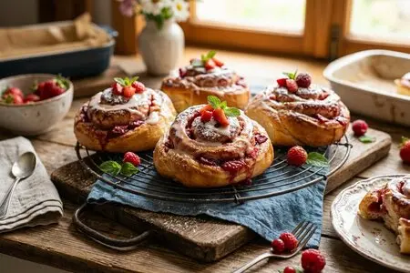 Булочки-улитки с клубникой и сливочным кремом: тренд из соцсетей, который легко повторить дома