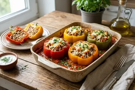 Фаршированный перец с индейкой и рисом: обед, который вкусный и холодным, и горячим