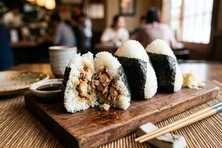 Онигири с курицей и огурцом: японские рисовые треугольники, которые удобно есть руками на ходу
