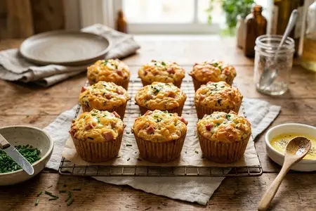 Несладкие маффины с ветчиной, сыром и кабачком: обед-перекус, который помещается в карман и не крошится