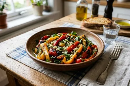 Салат из печеных перцев с чесноком и зеленью: простая и невероятно вкусная закуска из доступных продуктов