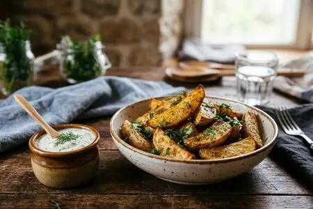 Картофель по-деревенски с чесночным соусом: хрустящие дольки вкуснее любого фастфуда