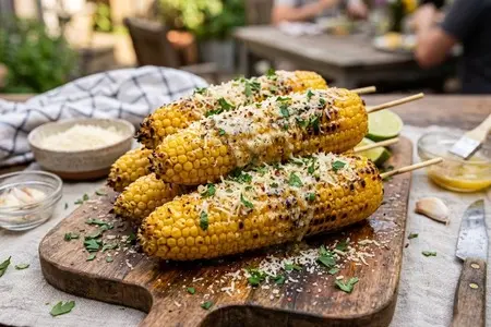 Жареная кукуруза с чесночным маслом и пармезаном: уличная еда, которую легко повторить дома