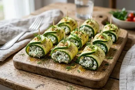 Рулетики из цукини с творожным сыром и зеленью: низкокалорийная закуска для летнего ужина