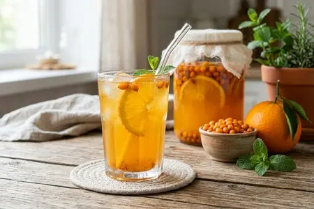 Квас из облепихи с апельсином: цитрусово-солнечный вкус и рекордное содержание витамина С