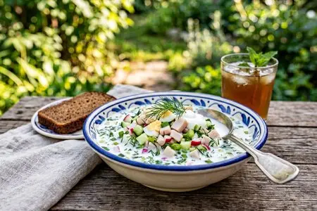 Окрошка с кальмарами и яйцом: версия с морепродуктами за 20 минут - нежнее классики