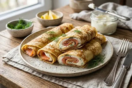 Тонкие блины с семгой и сливочным сыром: аристократическая закуска из романа «Граф Аверин»