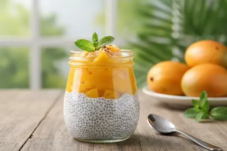 Семена чиа на кокосовом молоке с манго: вкусный и полезный завтрак