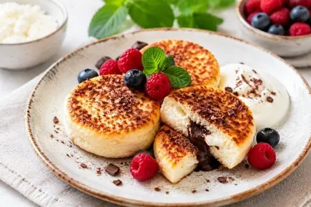 Вкуснейшие сырники с шоколадом: десертный завтрак, который готовится за 15 минут