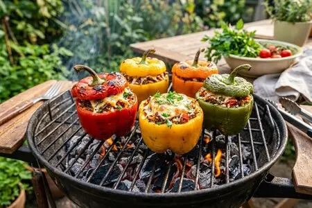 Фаршированный перец на гриле: сочная начинка из мяса и сыра, запеченная прямо в стручке