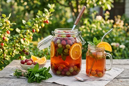 Компот из крыжовника с апельсином и мятой: яркий, витаминный и не мутнеет