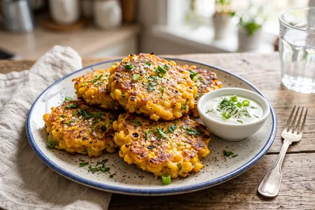 Кукурузные оладьи (фриттеры) с сыром и зеленью: хрустящий рецепт для завтрака или перекуса