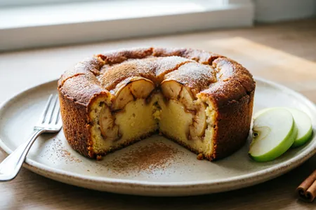 Шарлотка на кефире с яблоками и корицей: пышная, влажная и никогда не оседает