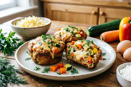 Овощные маффины с сыром и зеленью: несладкие маффины для завтрака, перекуса и пикника