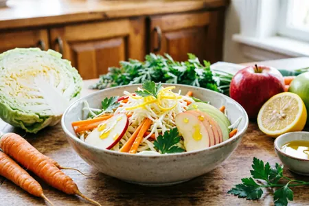 Салат из капусты, моркови и яблока с лимонной заправкой: лучшие рецепты, лайфхаки и польза простых продуктов