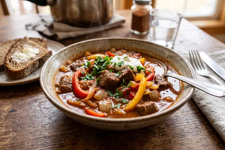 Гуляш из говядины с густой подливкой: как сделать мясо мягким, тающим во рту, а соус наваристым, «как в столовой»