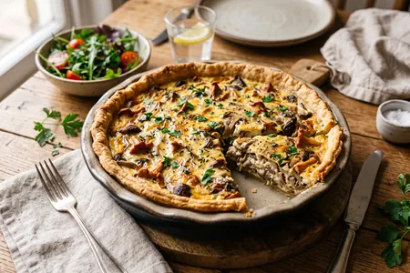 Грибной киш (открытый пирог) с грибами, луком и сыром: секрет хрустящей основы и нежной начинки, которая не течет