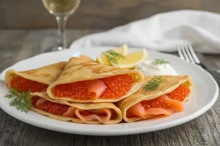 Блины фаршированные икрой и рыбой - рецепты