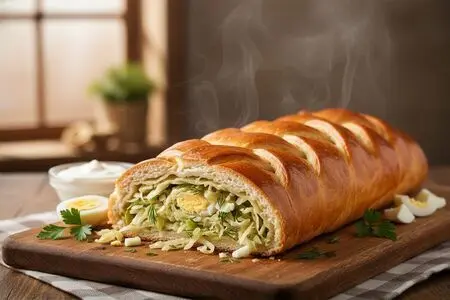 Кулебяка с капустой и яйцом