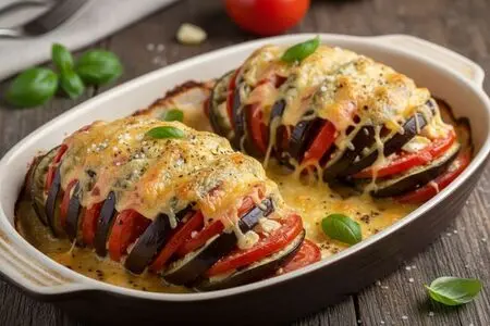 Вкуснейшие рецепты баклажан веером с сыром и помидорами в духовке
