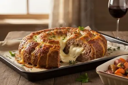 Мясной рулет с сыром в духовке