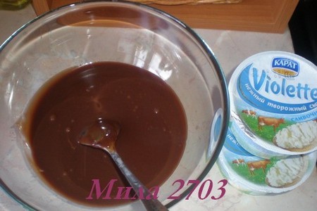 Бисквитно- шоколадный торт с сырным кремом: шаг 2