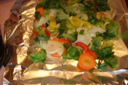 Морской  язык  запеченный с овощами: шаг 2