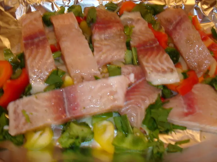 Морской  язык  запеченный с овощами: шаг 3