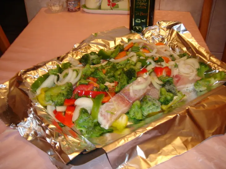 Морской  язык  запеченный с овощами: шаг 4