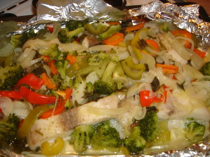 Морской  язык  запеченный с овощами: шаг 5